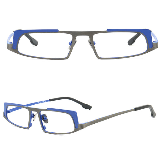 Vernon | Sleek Rectangular Titanium Eyeglass Frames | Modern Two Toned Full Rim Glasses