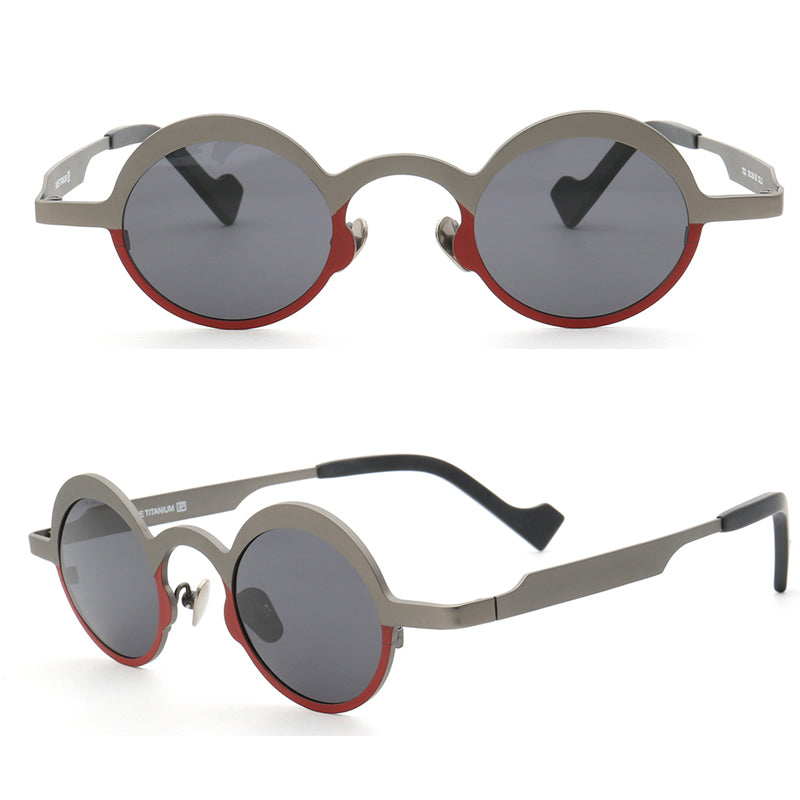 Round Two Toned Polarized Titanium Sunglasses