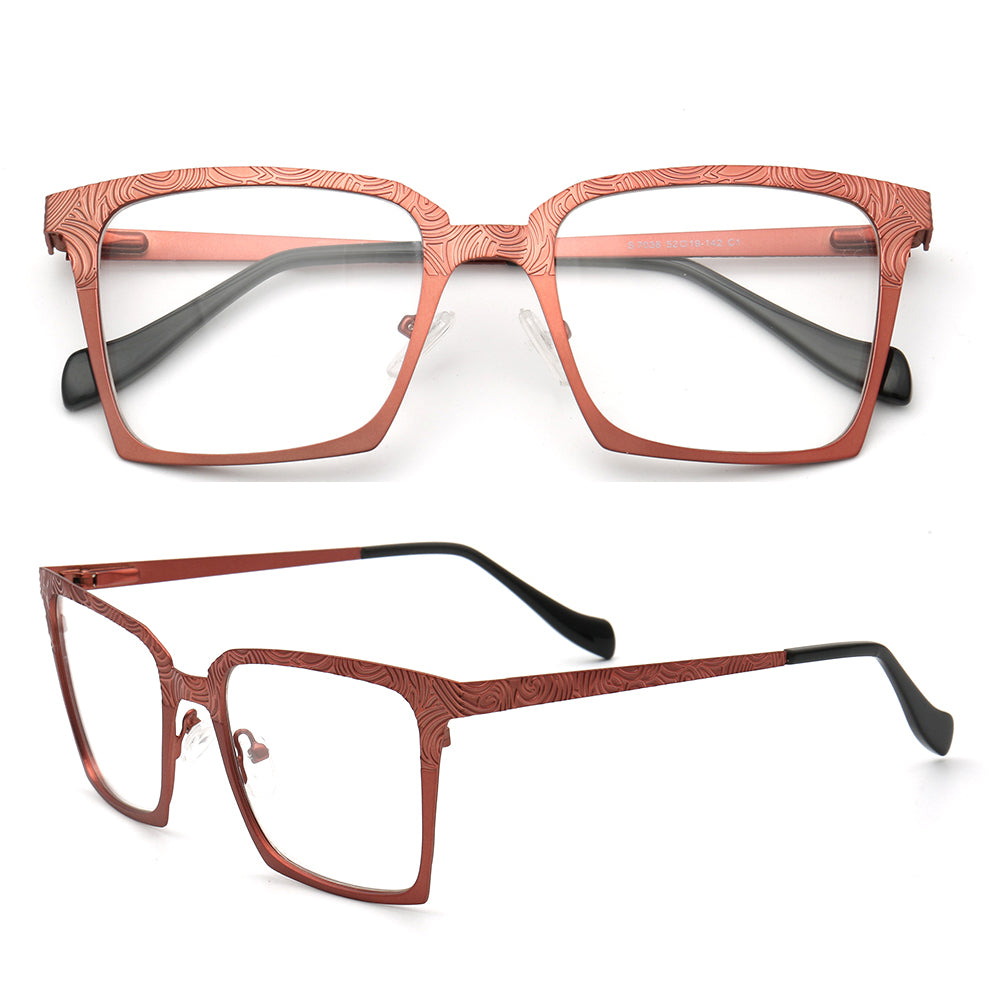 Square full rim stainless steel eyeglass frames