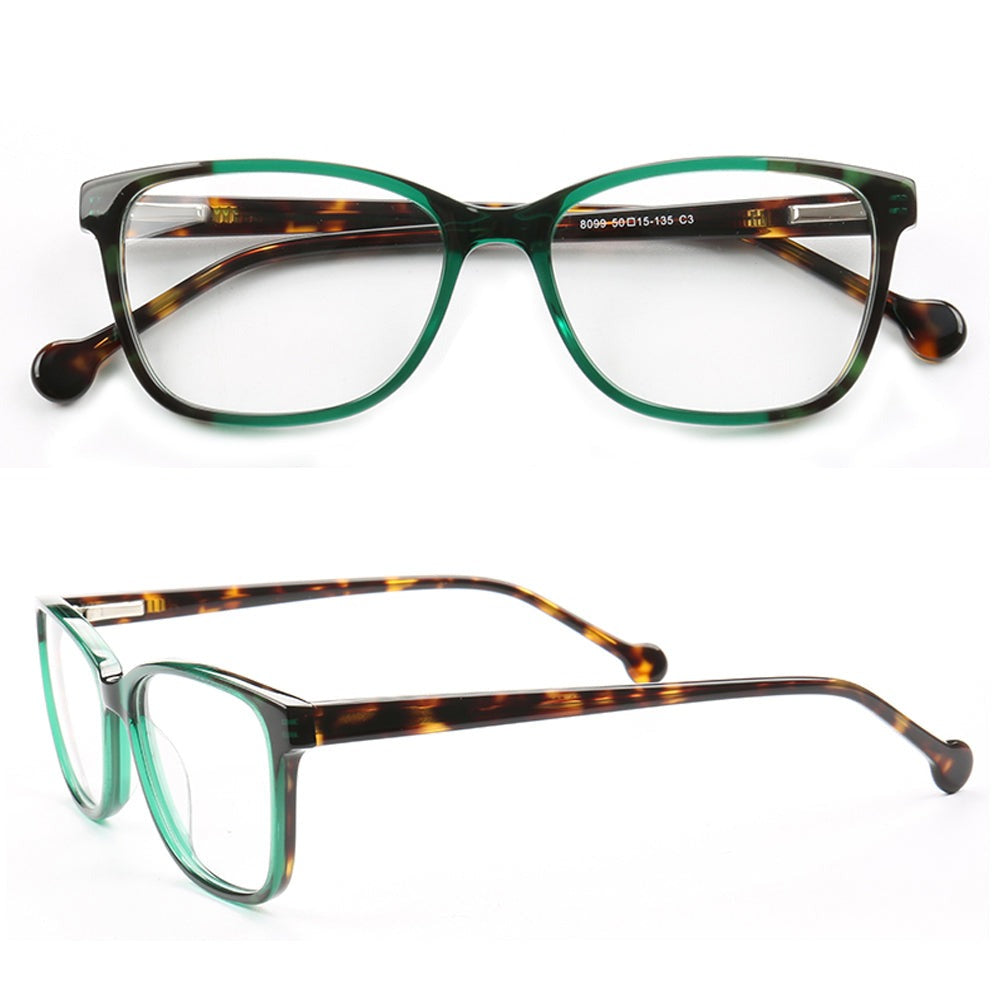Green full rim tortoise eyeglass frames