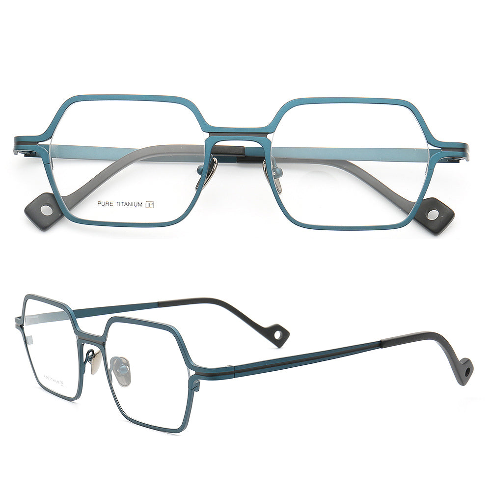 Modern square full rim titanium eyeglass frames