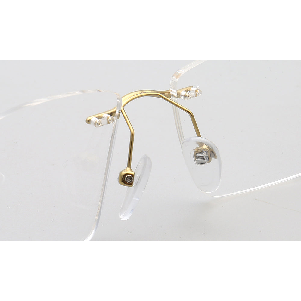 Nose pads of rectangular rimless eyeglass frames