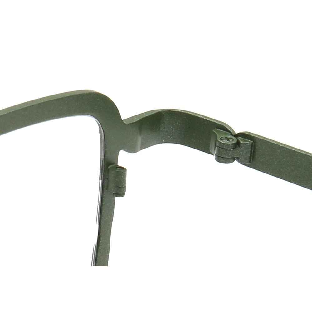 Inner hinge of green titanium eyeglasses