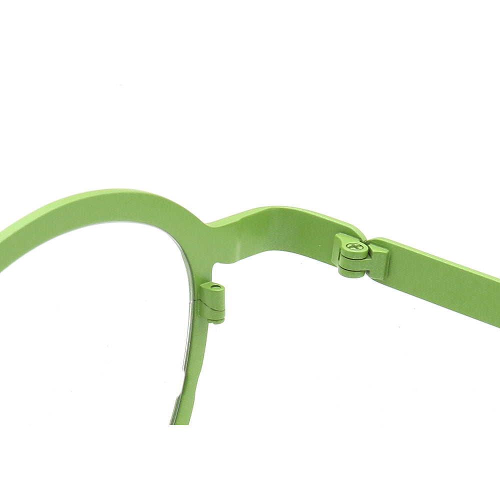 Inner hinge of green titanium eyeglasses