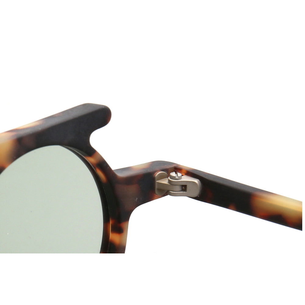 Inner hinge of flat top tortoise sunglasses