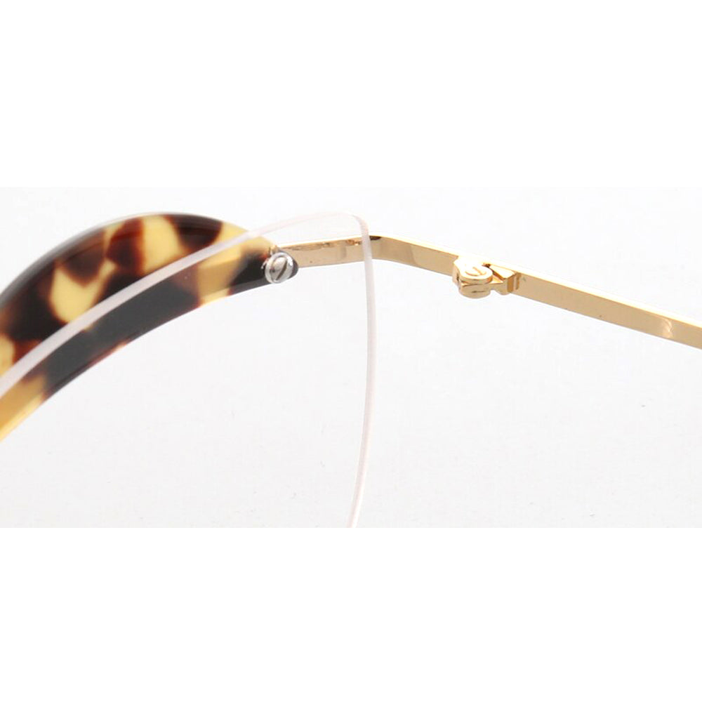 Hinge of rimless tortoise glasses for women