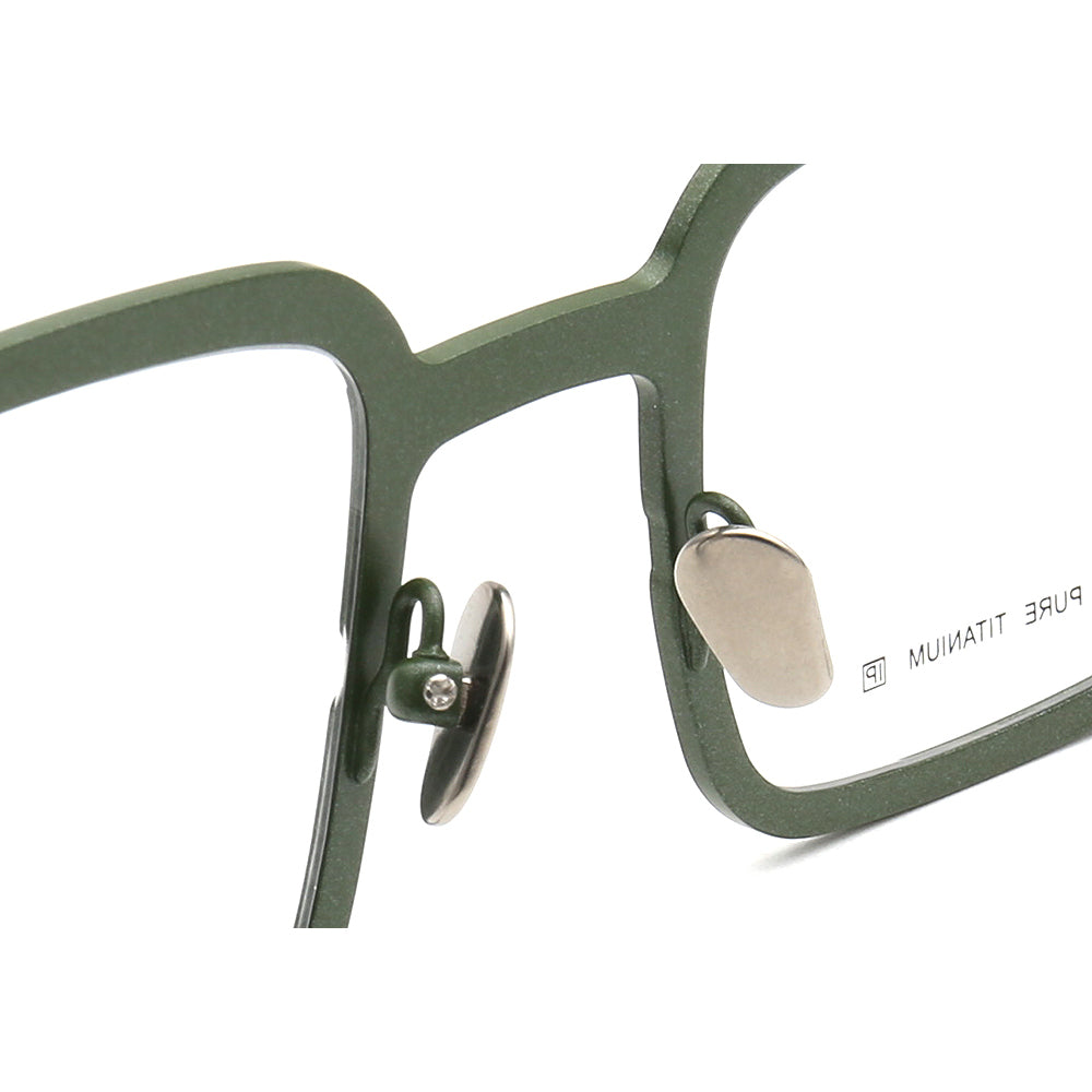 Nose pads of green titanium eyeglass frames