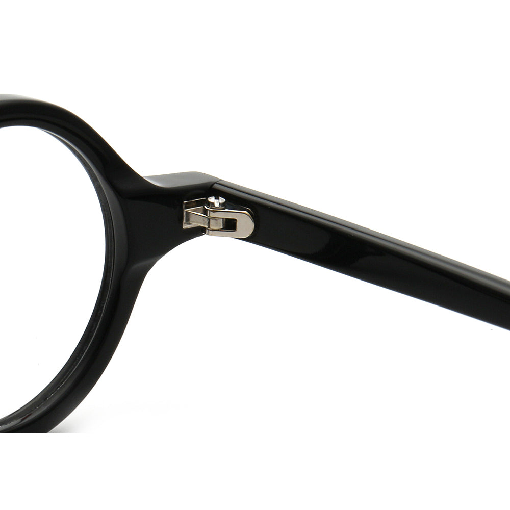 hinges of black glasses frames round