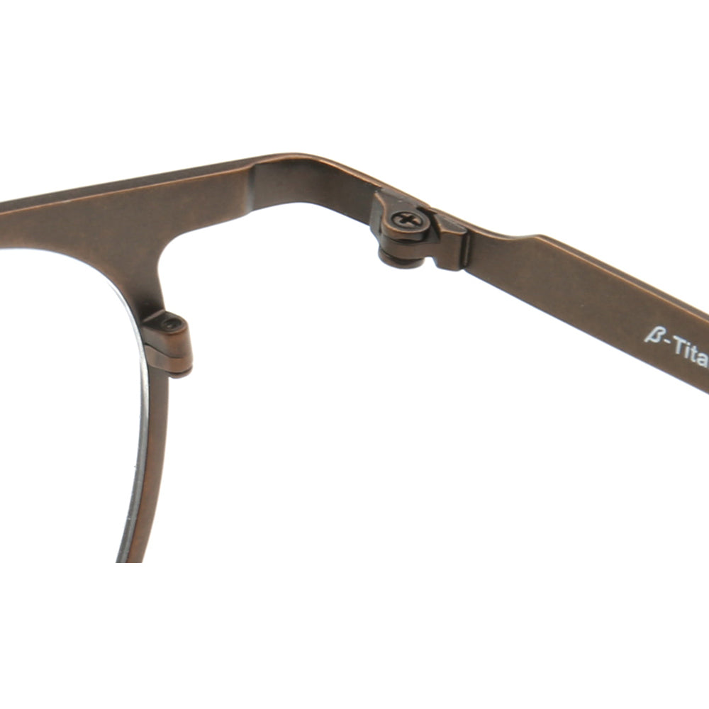 Inner hinge of bronze flat top titanium eyeglasses