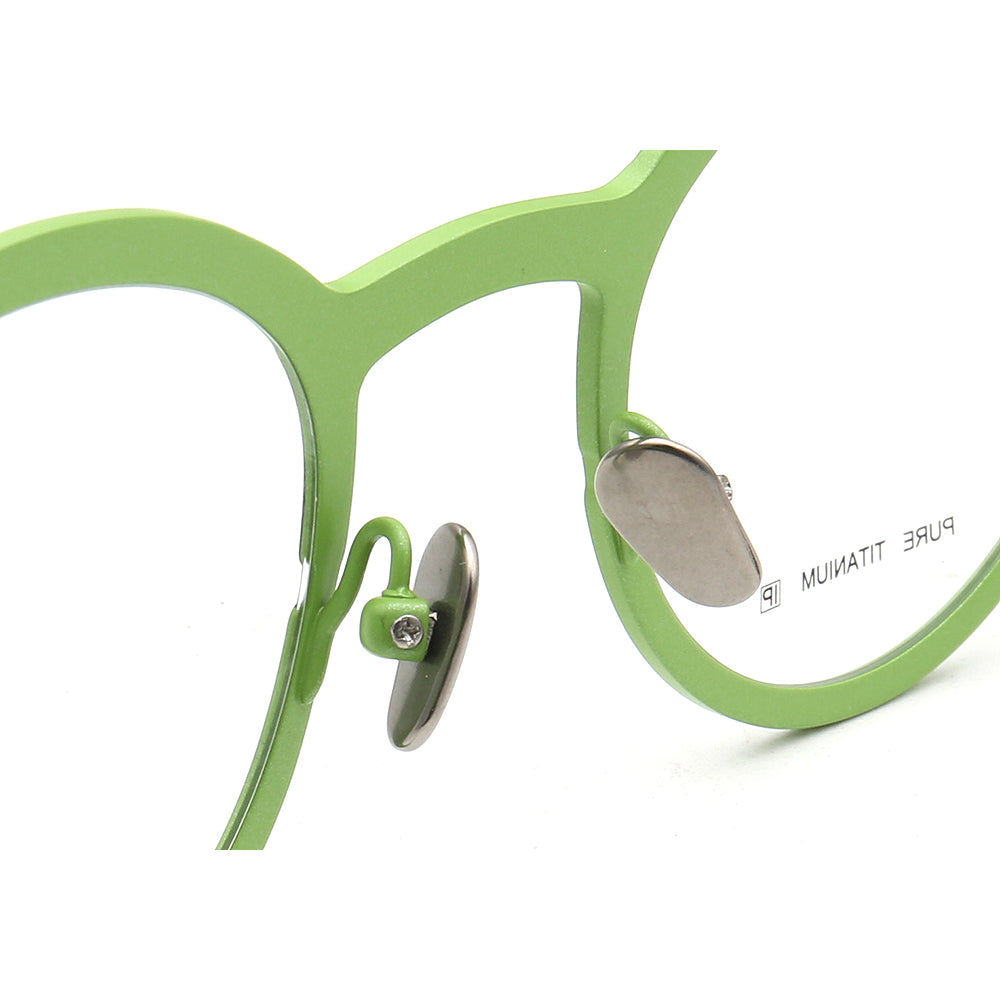 Nose pads of green titanium eyeglasses