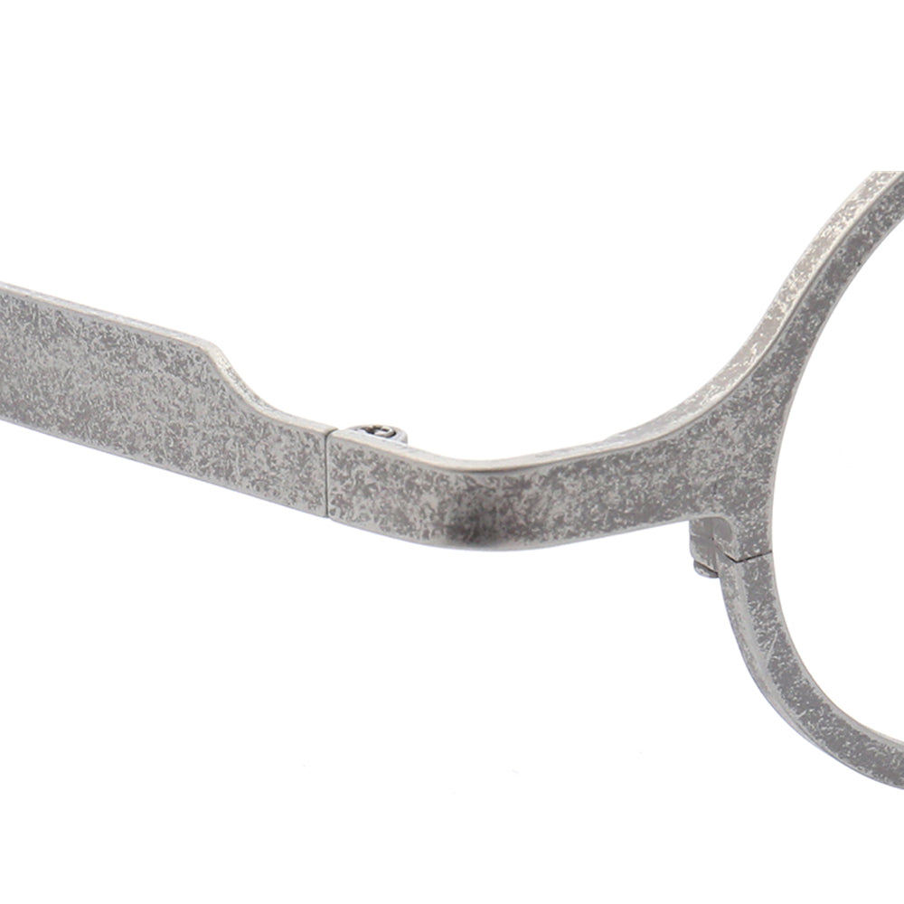 Temple of grey round titanium eyeglass frames