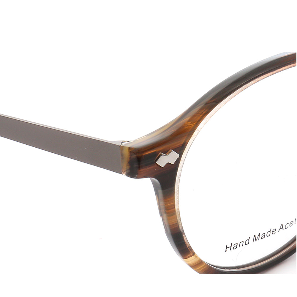 Temple of brown composite round eyeglasses