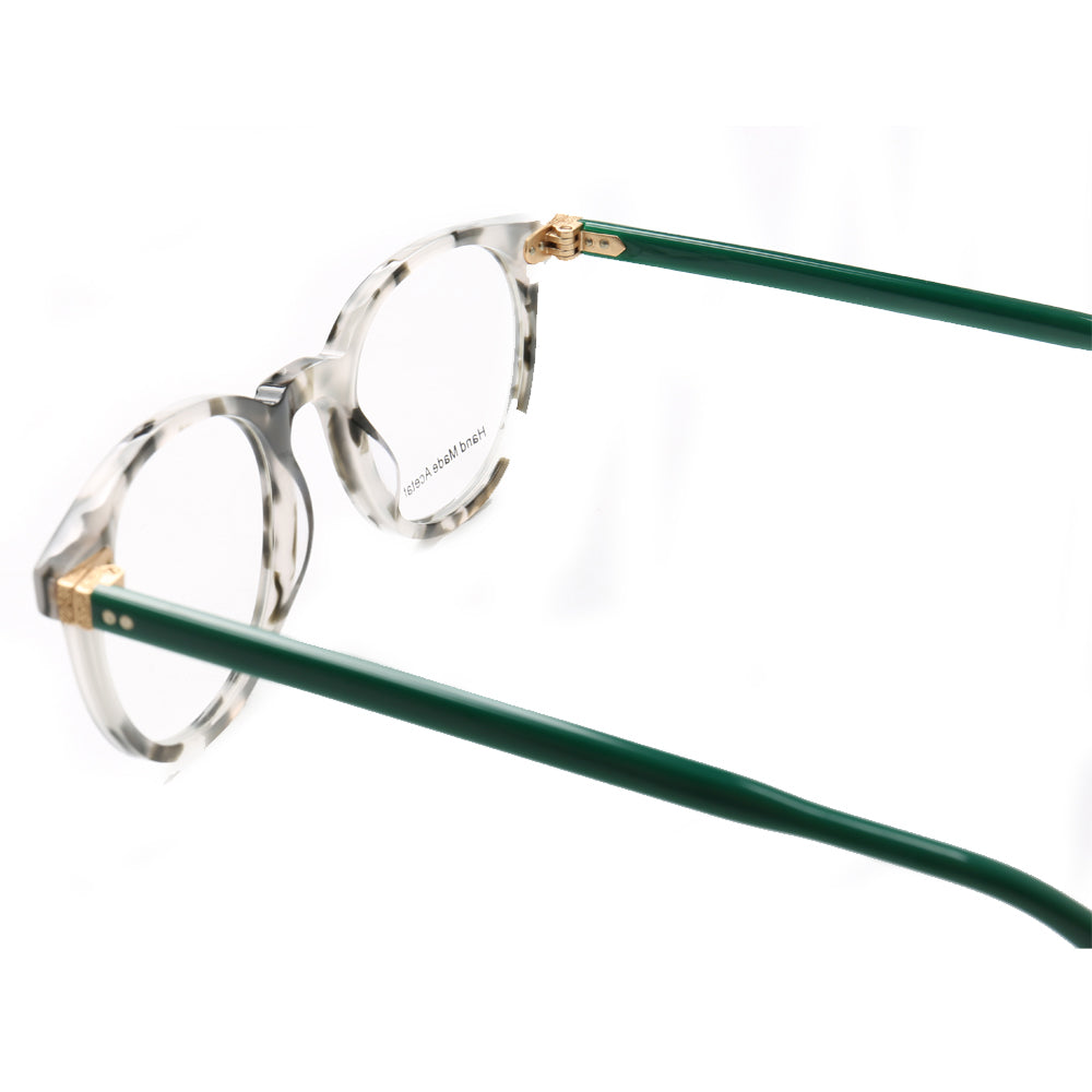 Flight of Fancy Round Frame in Hunter Green Eyeglasses High End Designer Prescription Glasses Blue Light - Vint & York