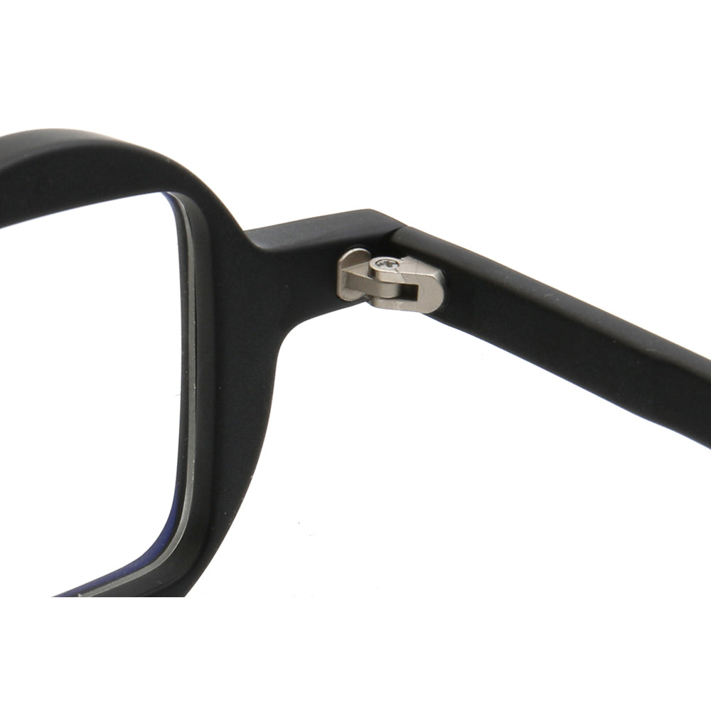 Inner hinge of black mismatch acetate glasses
