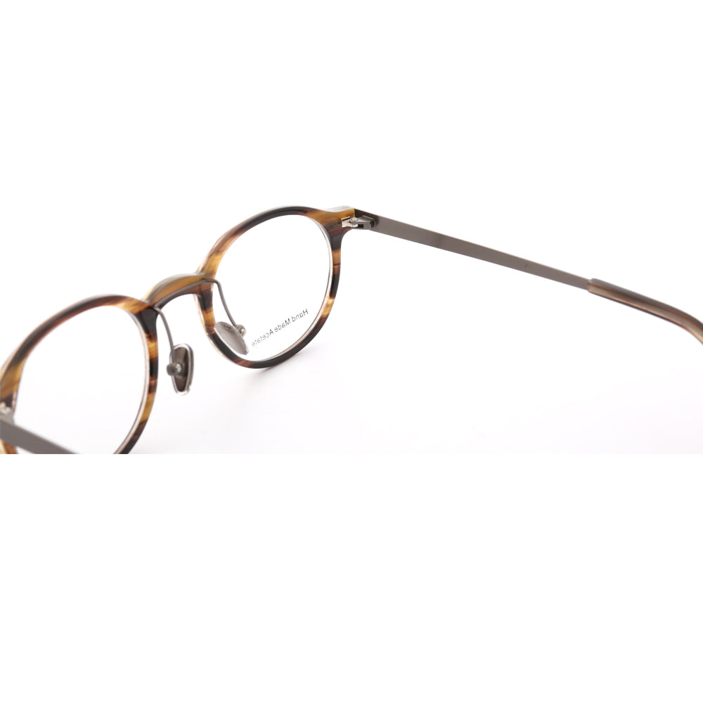 Brown patterned composite round glasses frames