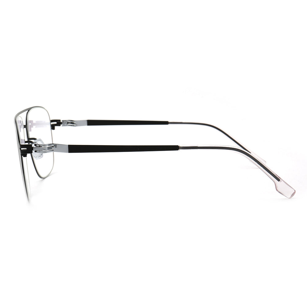 Temples of metal pilot style full rim glasses