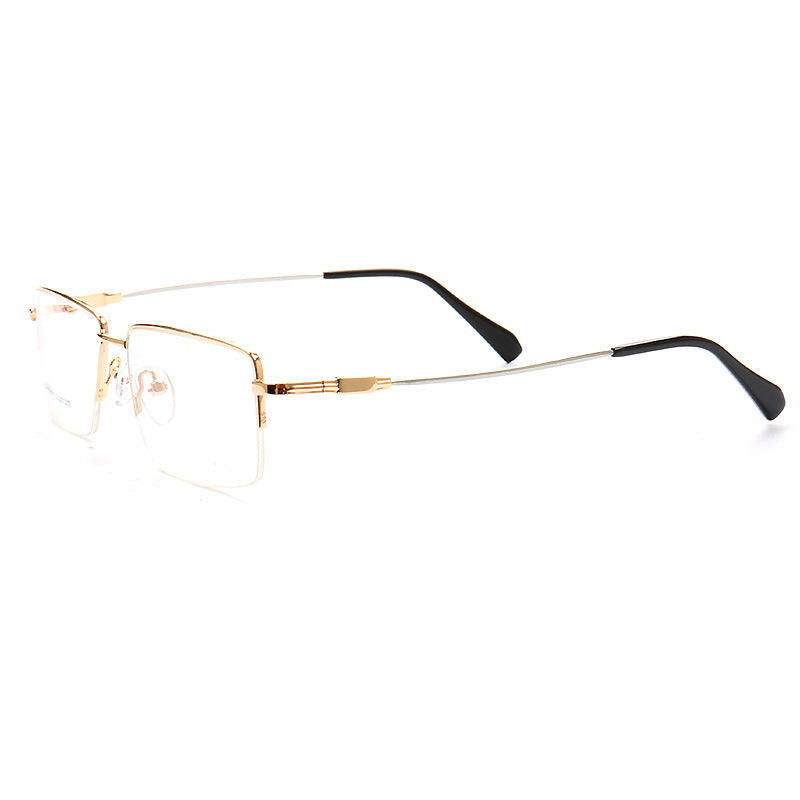 Side view of metal half rim eyeglass frames