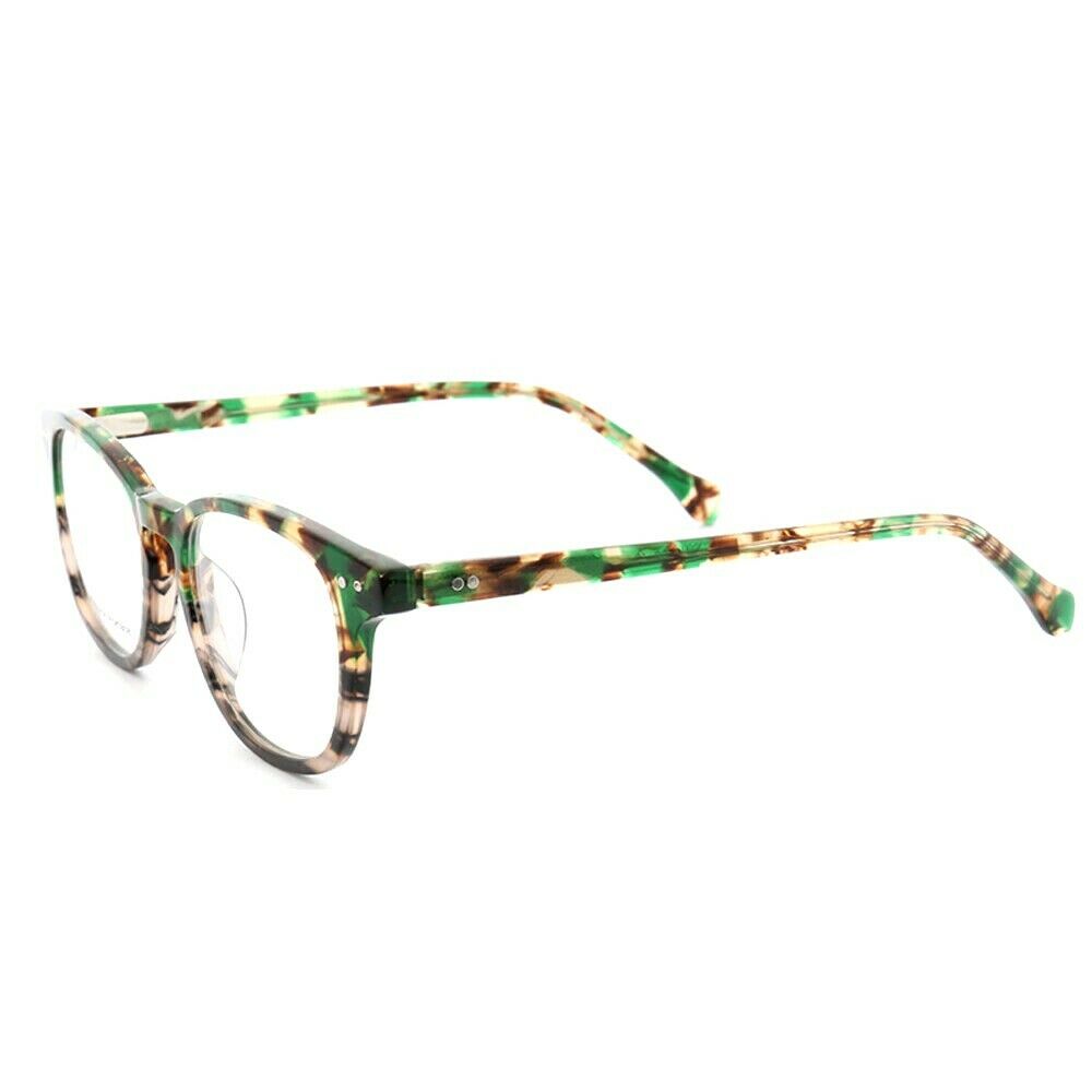 Side view of green tortoise shell full rim eyeglasses