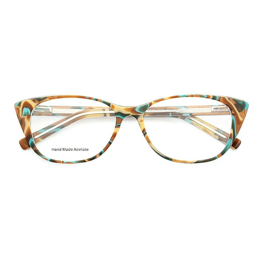 Bronze and aqua cat eye glasses