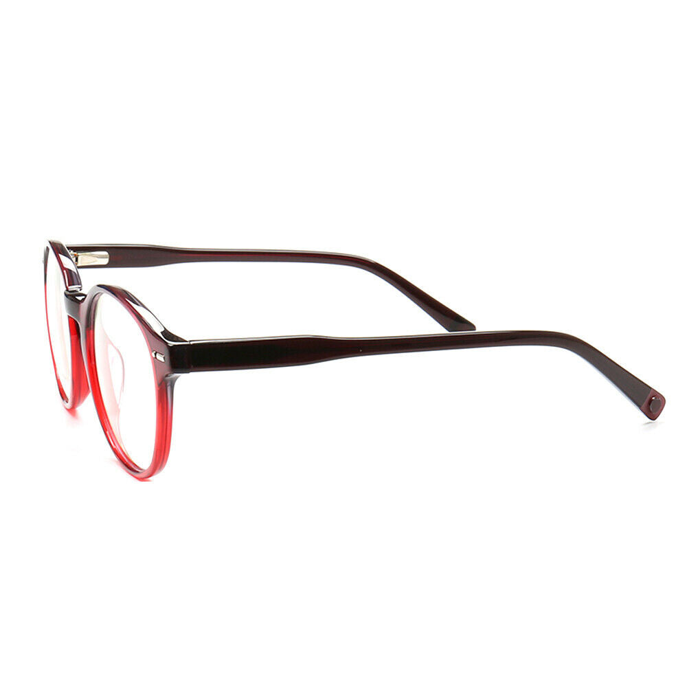 Side view of round red glasses frames