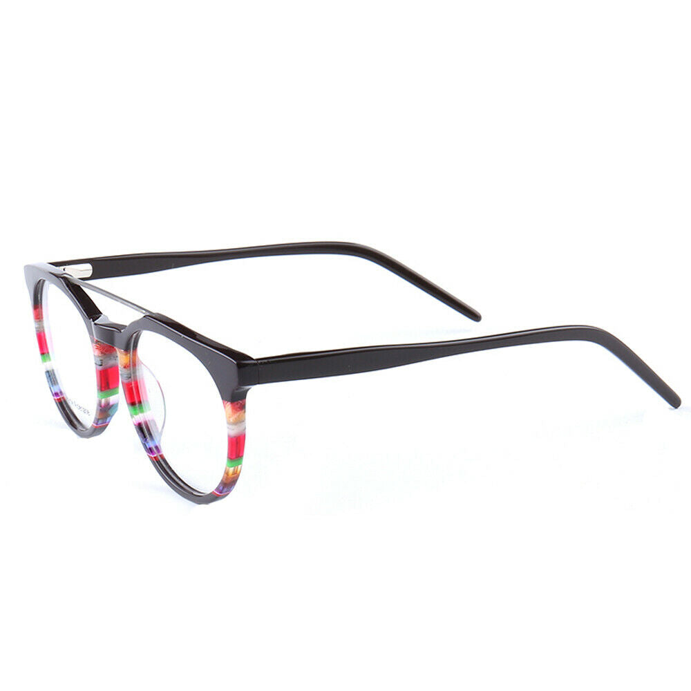Side view of colorful striped eyeglasses
