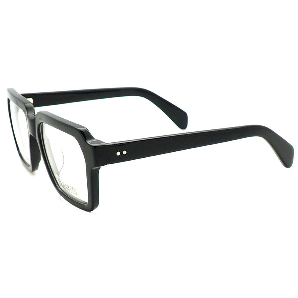 Side view of black retro square eyeglasses
