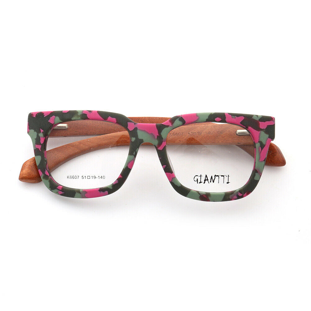 Pink camo oversized wooden eyeglass frames