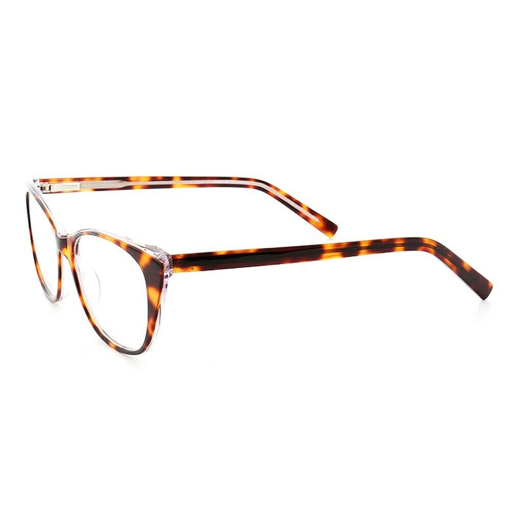 Side view of tortoise patterned cat eye glasses