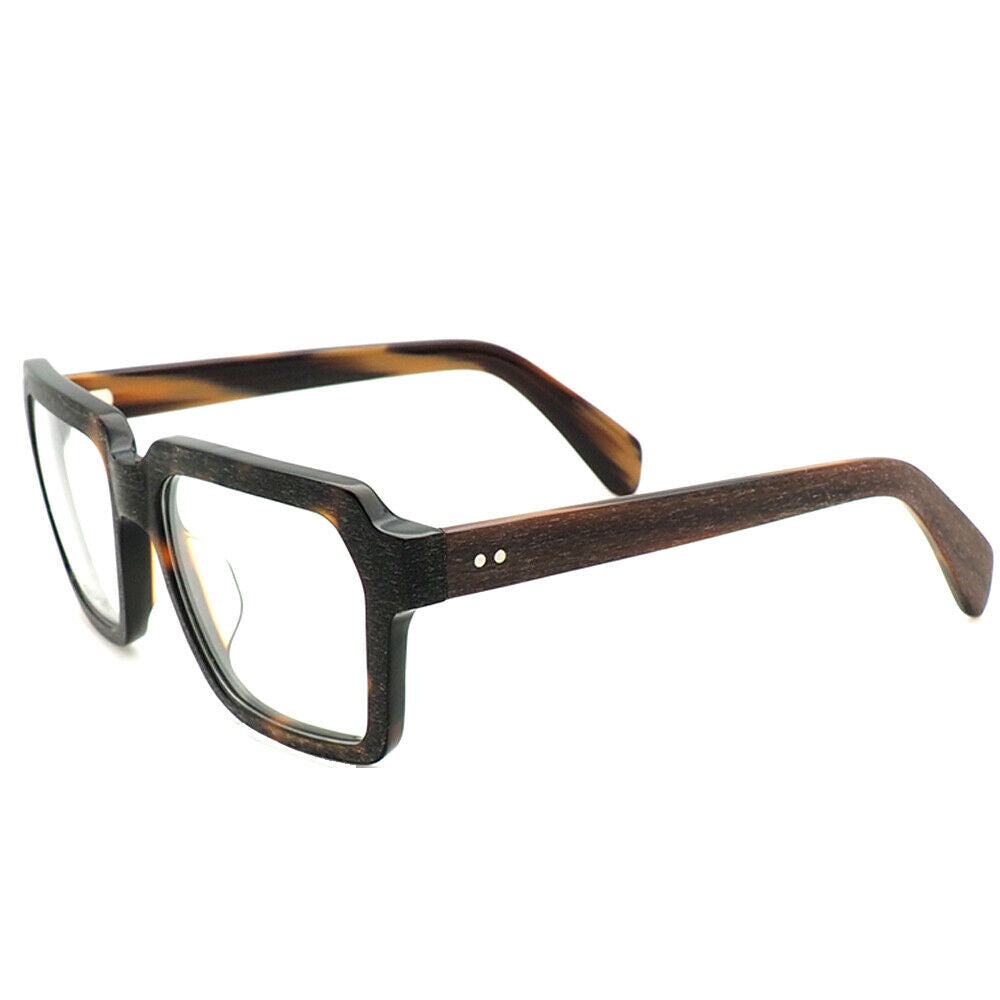 Side view of brown retro square eyeglass frames