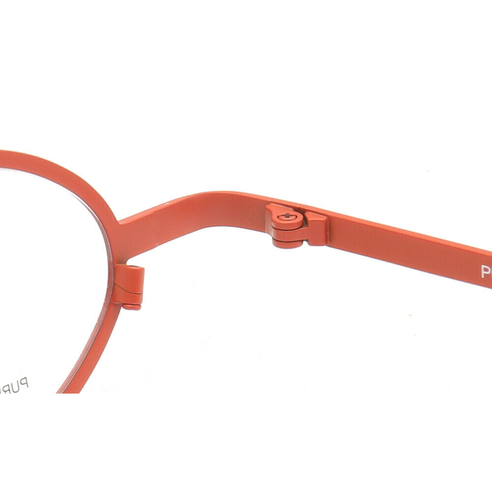 Inner hinge of orange oval titanium eyeglasses