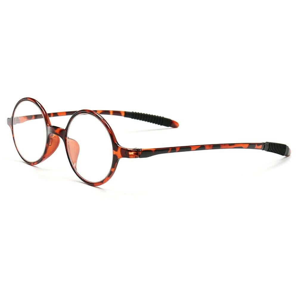 Side view of round tortoise reading glasses