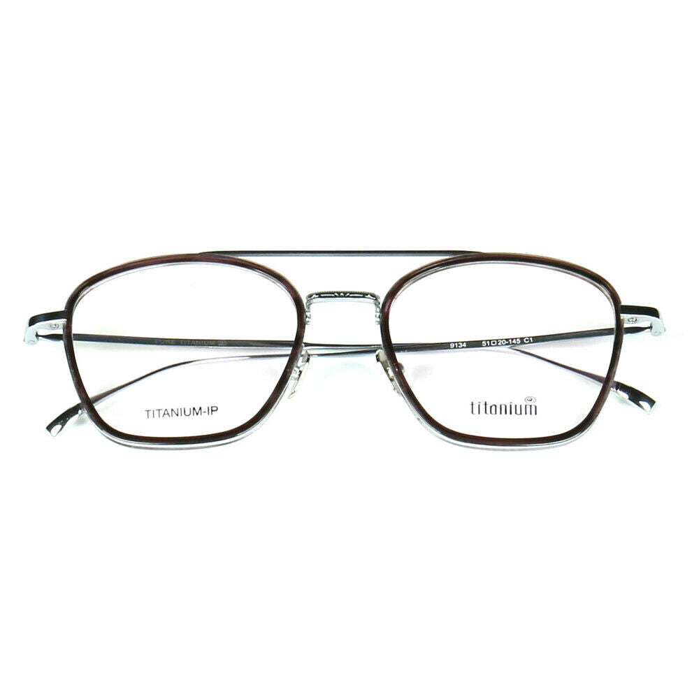 A pair of double bridge titanium eyeglasses