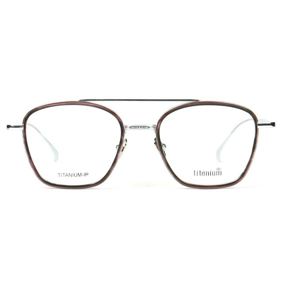 Front view of double bridge titanium eyeglasses