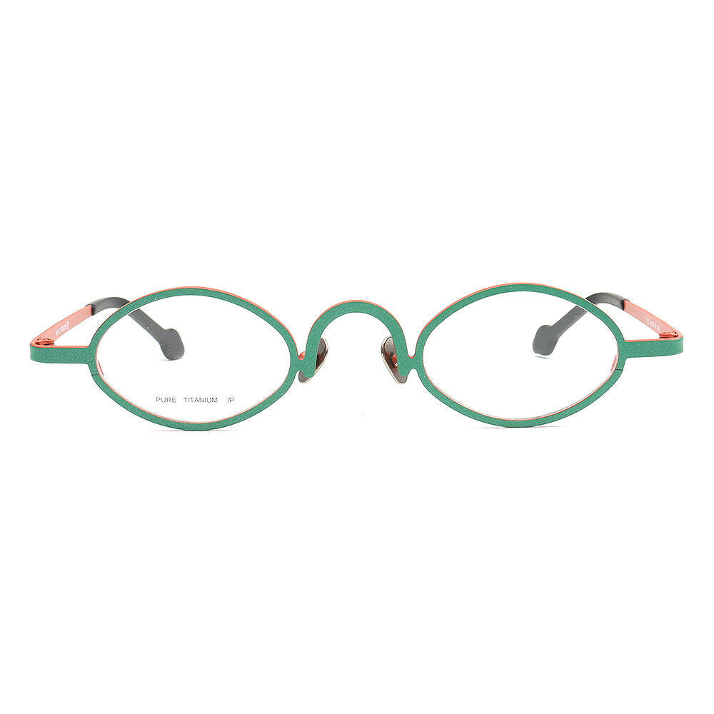 Teal oval titanium eyeglasses