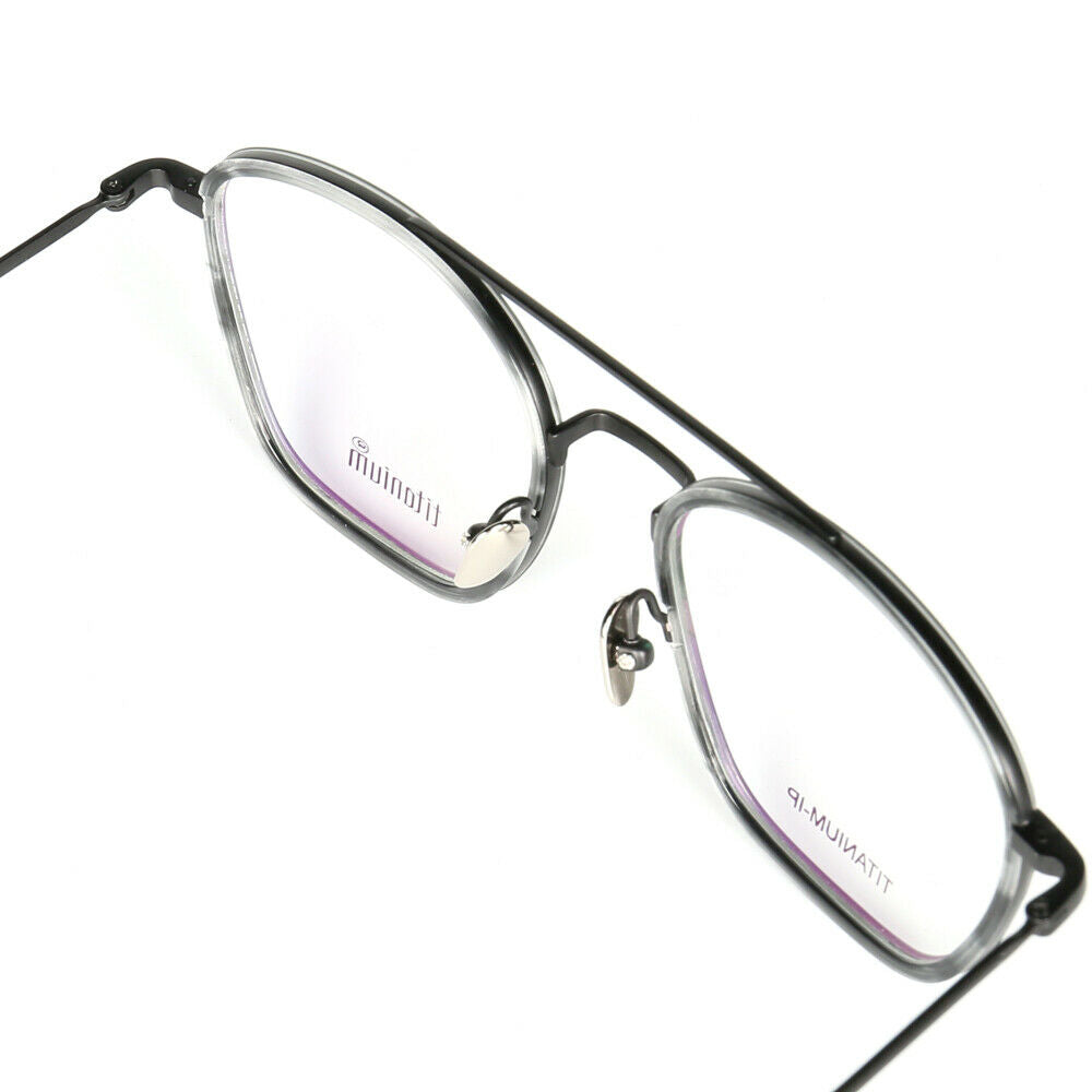 Aerial view of double bridge titanium eyeglasses