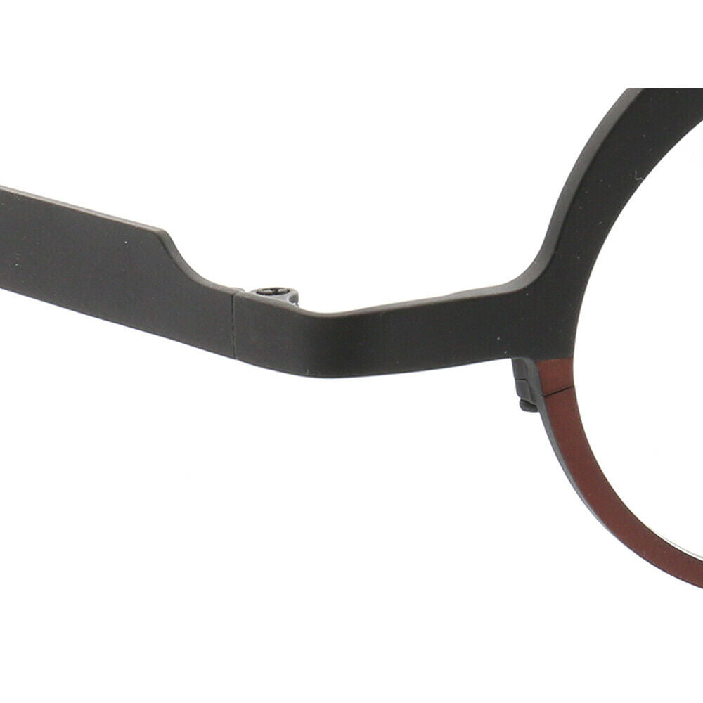 Temple of black and brown round titanium eyeglasses