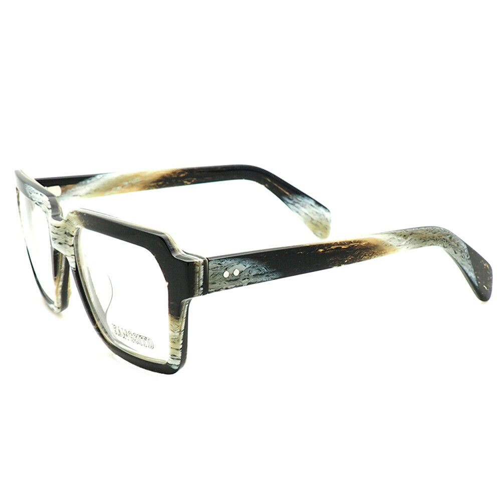 Side view of multicolored retro square eyeglasses