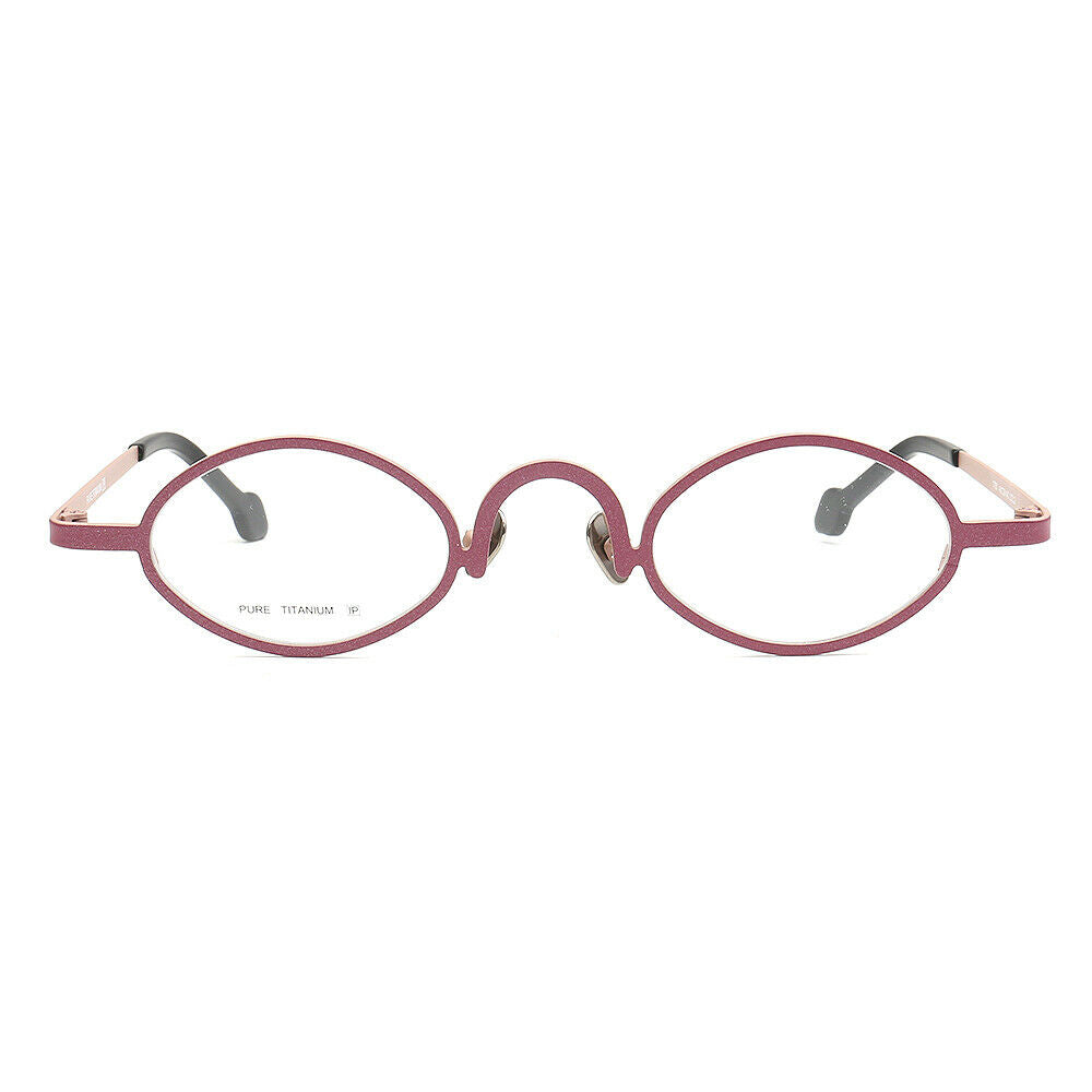 Red oval titanium eyeglasses