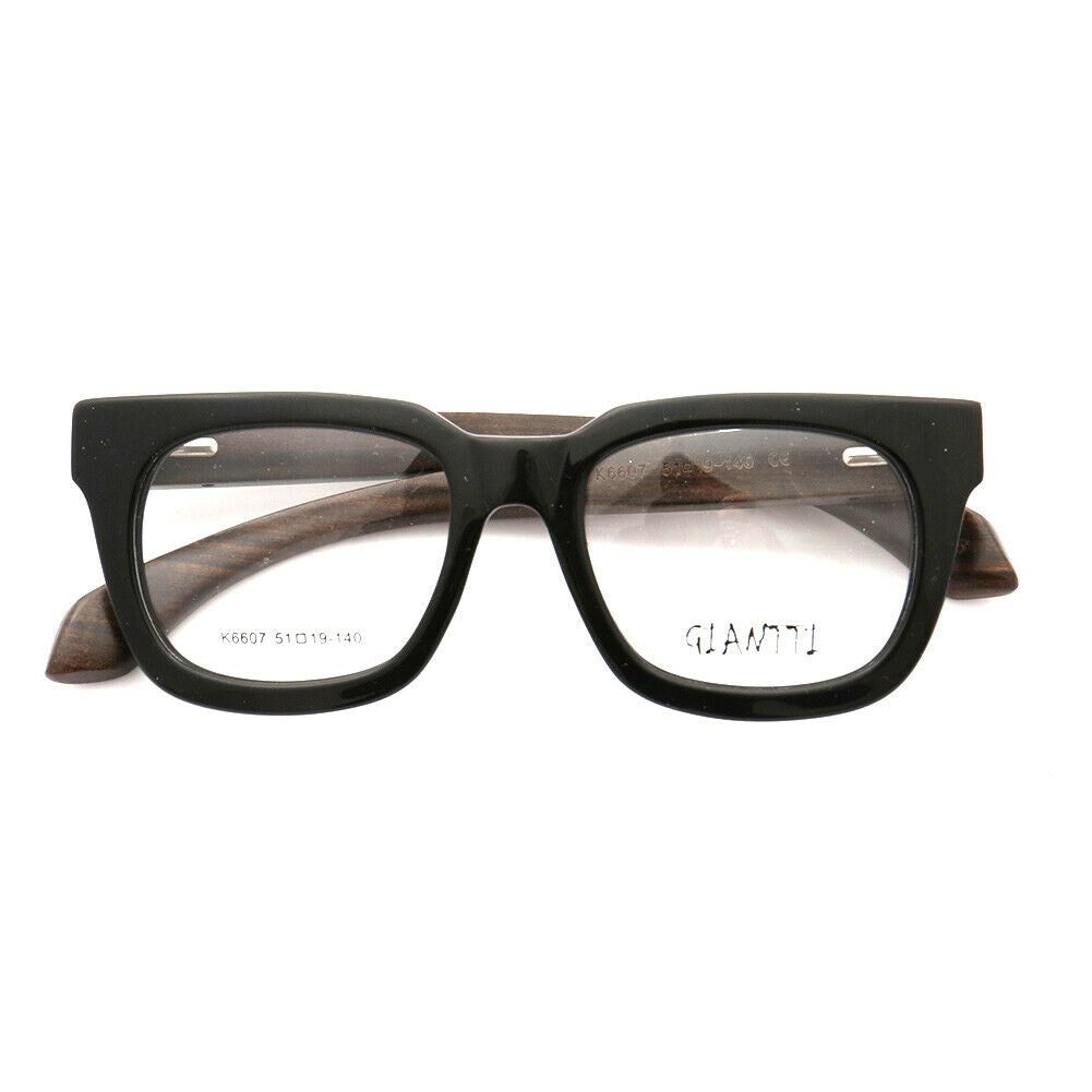 Glossy black oversized wooden eyeglass frames