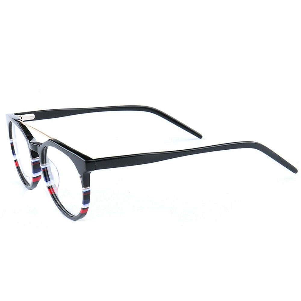Side view of flat top multicolored eyeglasses