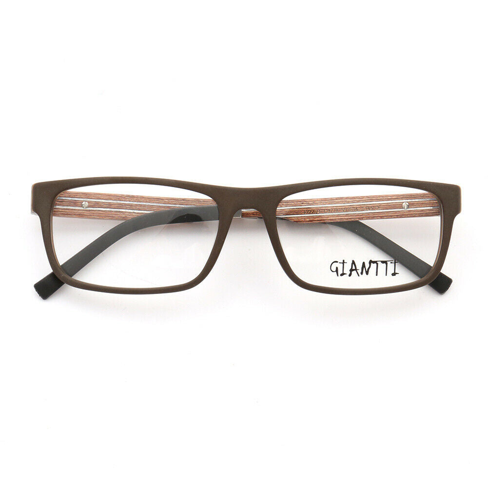 front view of brown wooden eyeglasses