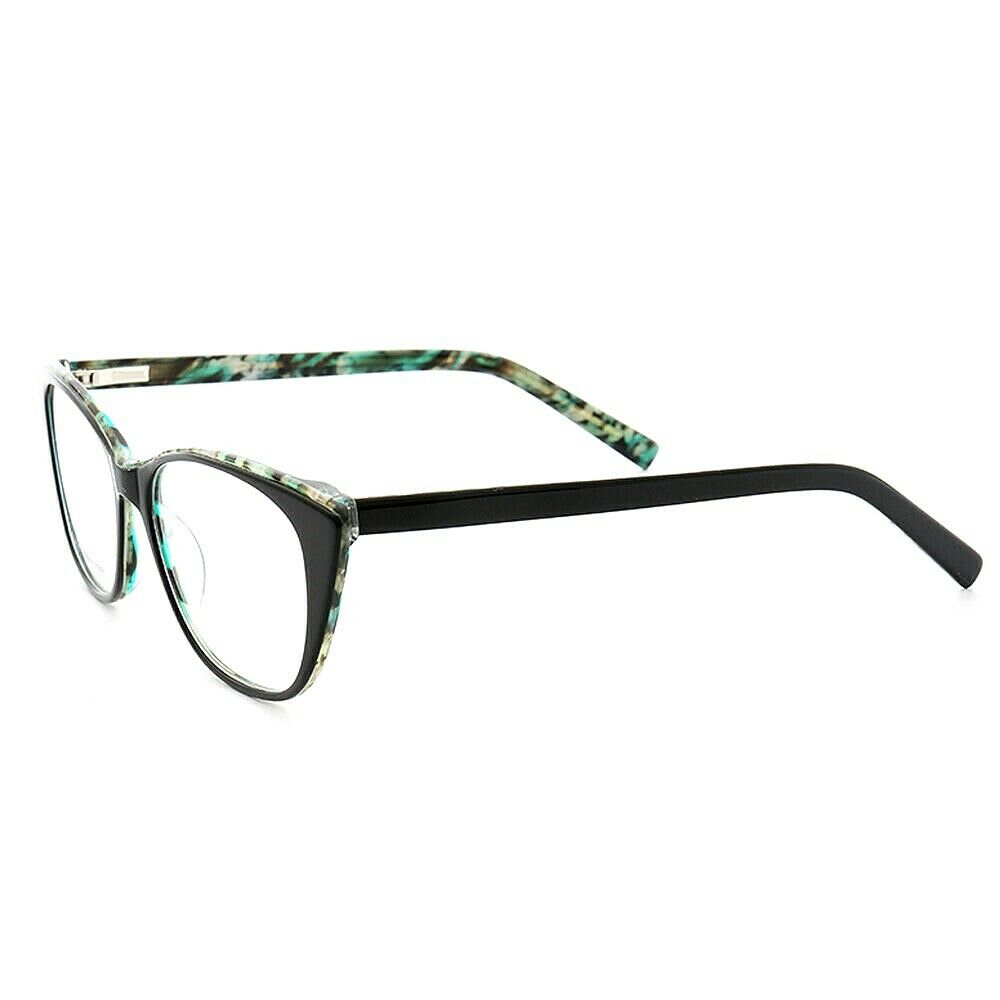 Side view of aqua colored cat eye glasses