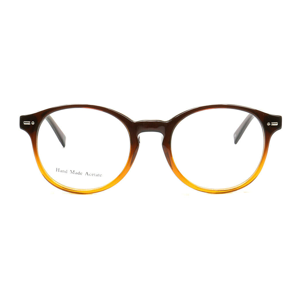 Front view of round caramel colored glasses frames