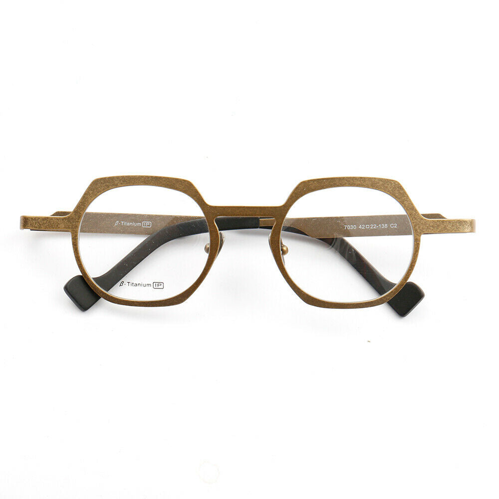 Bronze round titanium eyeglasses frames