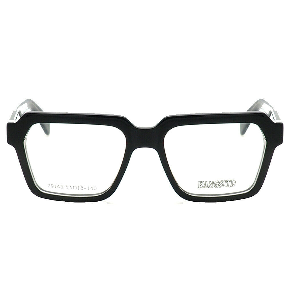 A pair of black retro square eyeglasses