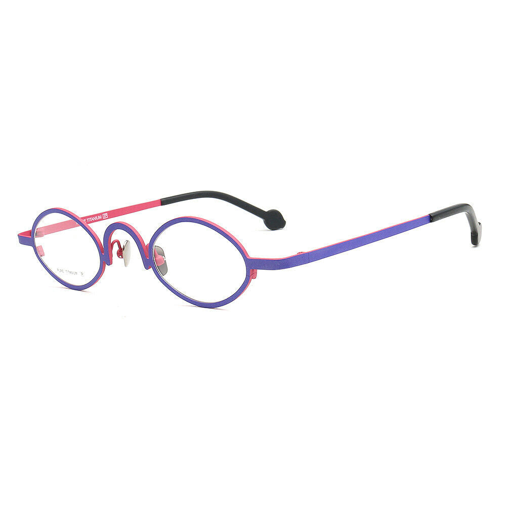 Side view of purple and pink titanium eyeglasses