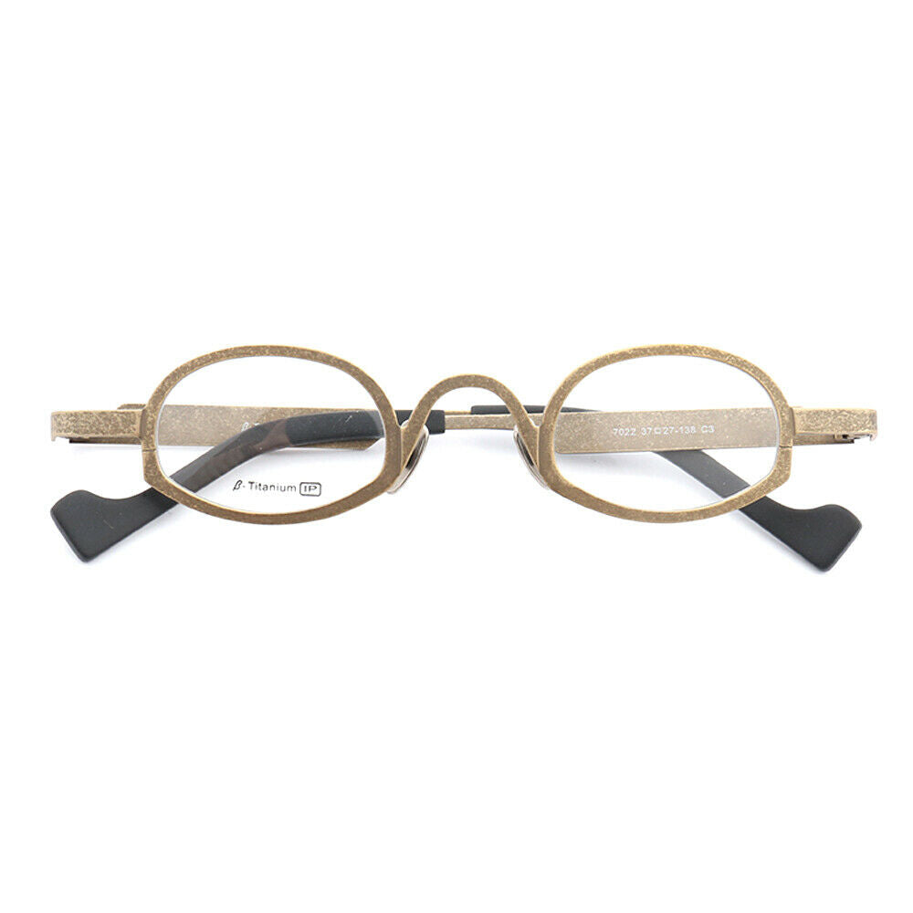 Front view of gold titanium eyeglasses