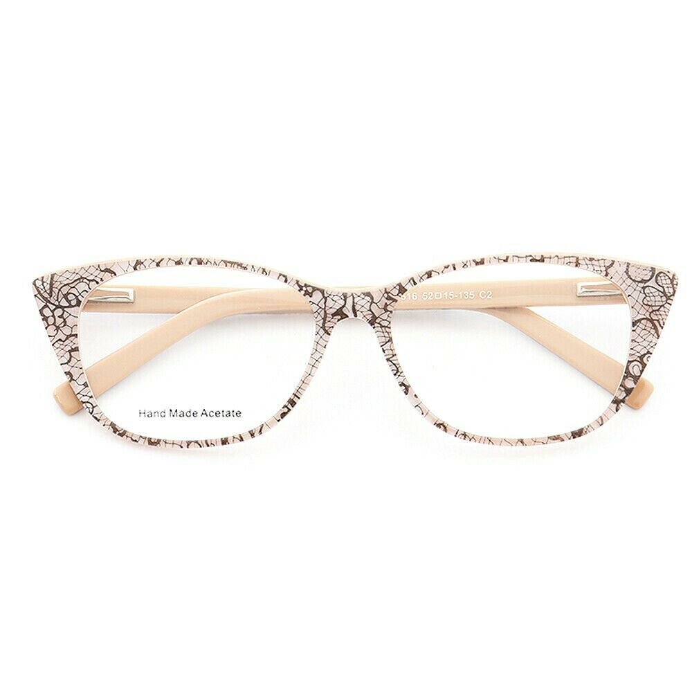 Beige patterned cat eye glasses