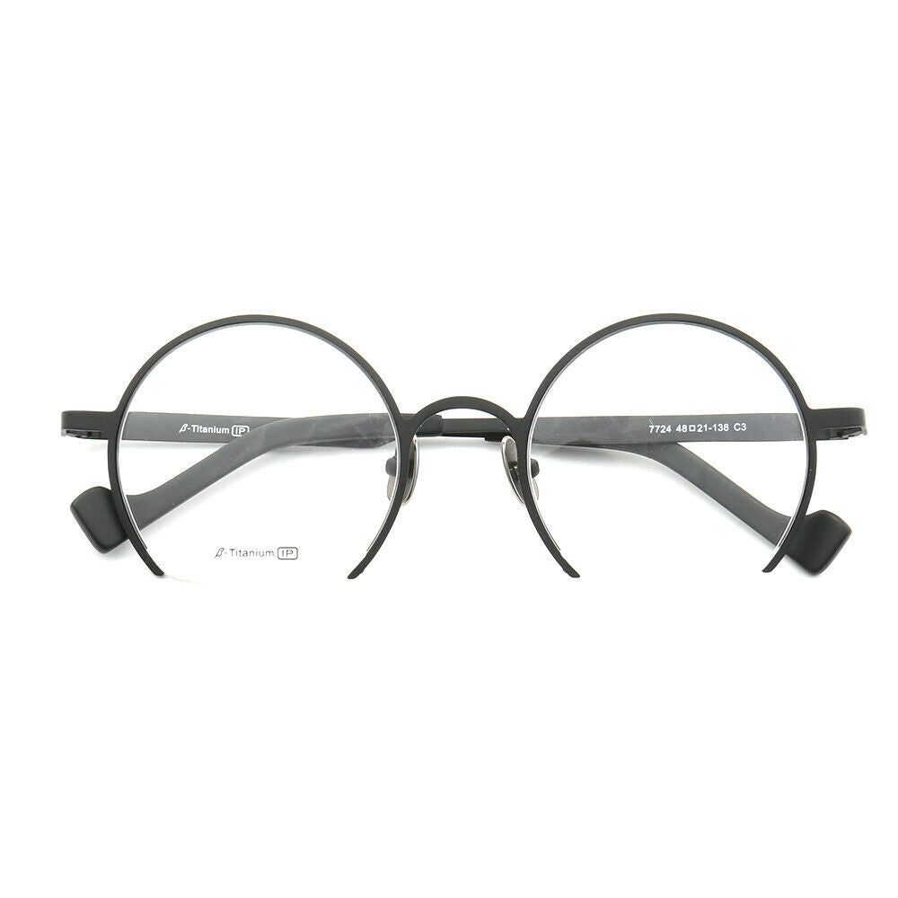 Black round half rim eyeglasses