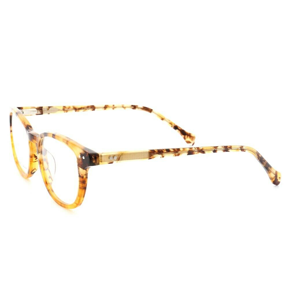 Side view of yellow tortoise shell full rim eyeglasses